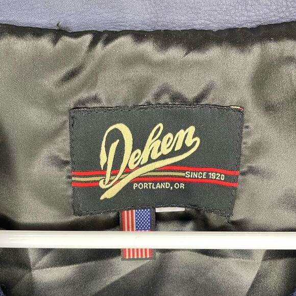 Dehen Vintage Wool and Leather Navy Jacket Size XL - Picture 2 of 13